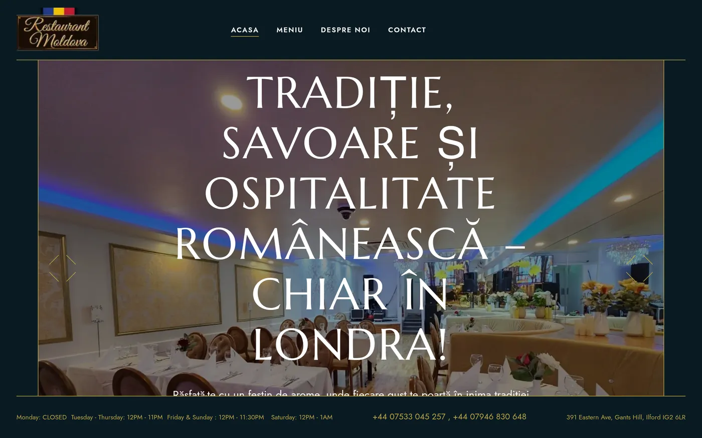 Screenshot of the Restaurant Moldova website
